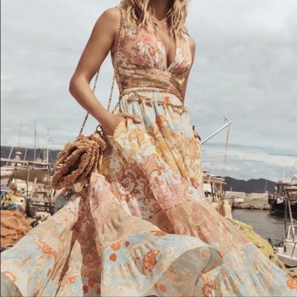 NWT ZIMMERMANN POSTCARD PLEATED MIDI DRESS, size 2